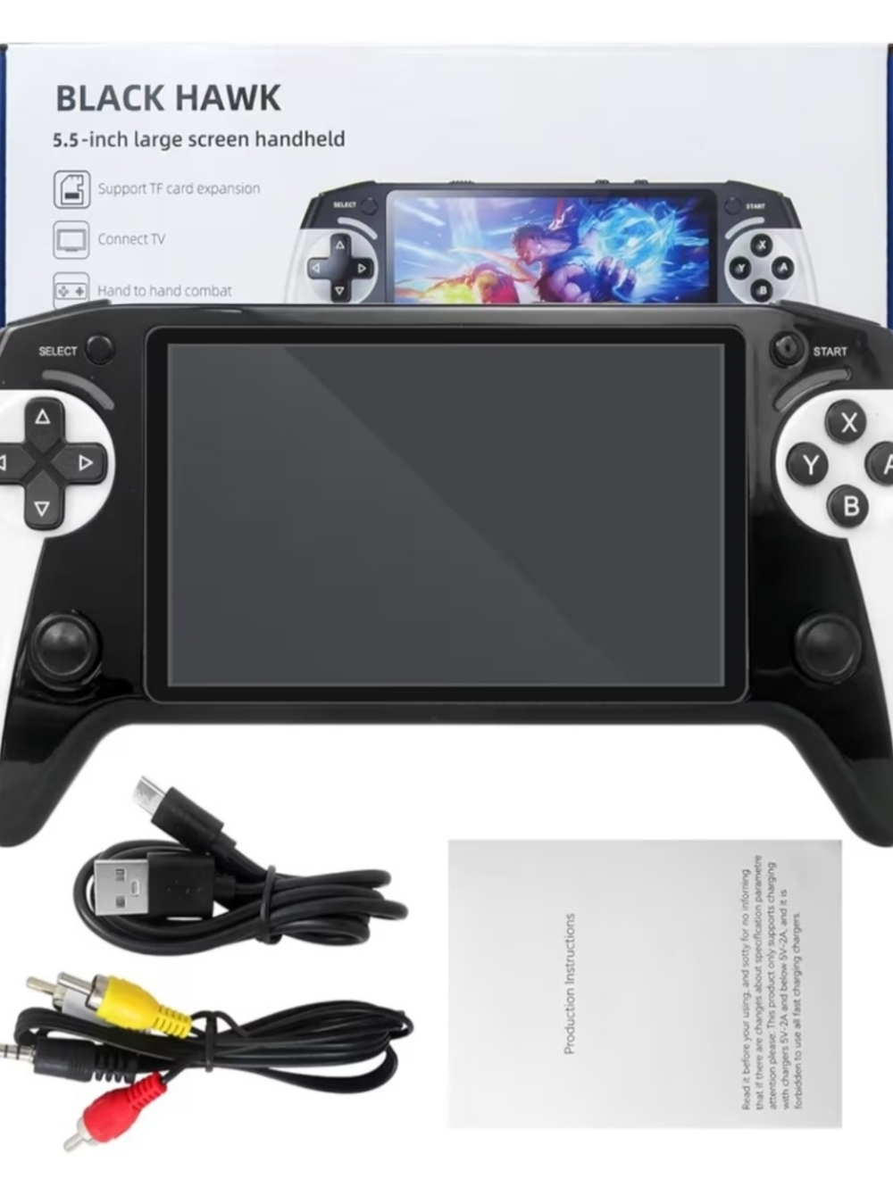 5.5" Black & White Handheld Gaming Console